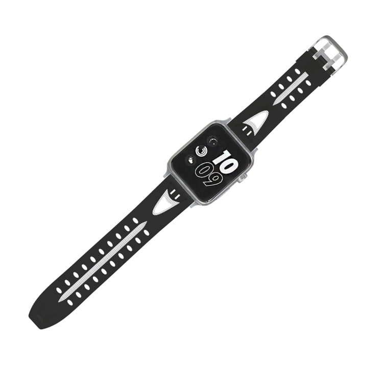 Lisslune | For Apple Watch Series 3 & 2 & 1 42mm Fashion Smiling Face Pattern Silicone Watch Band (Black+White)