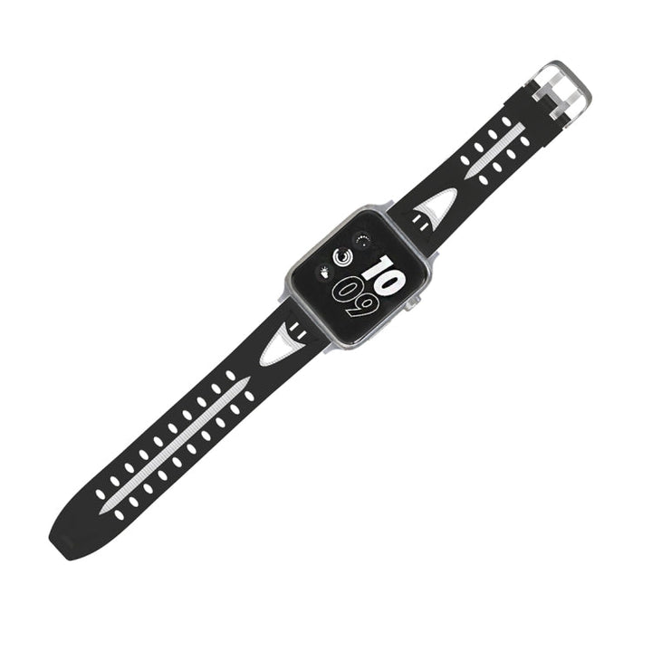Lisslune | For Apple Watch Series 3 & 2 & 1 42mm Fashion Smiling Face Pattern Silicone Watch Band (Black+White)