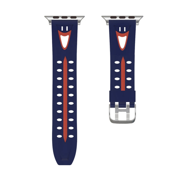 Lisslune | For Apple Watch Series 3 & 2 & 1 42mm Fashion Smiley Face Pattern Silicone Strap (Blue+Red)