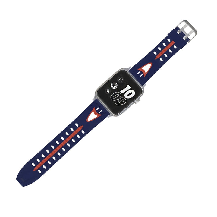 Lisslune | For Apple Watch Series 3 & 2 & 1 42mm Fashion Smiley Face Pattern Silicone Strap (Blue+Red)