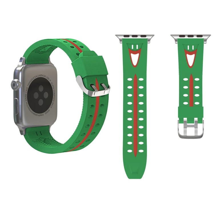 Lisslune | For Apple Watch Series 3 & 2 & 1 42mm Fashion Smiley Face Pattern Silicone Watch Strap (Green)