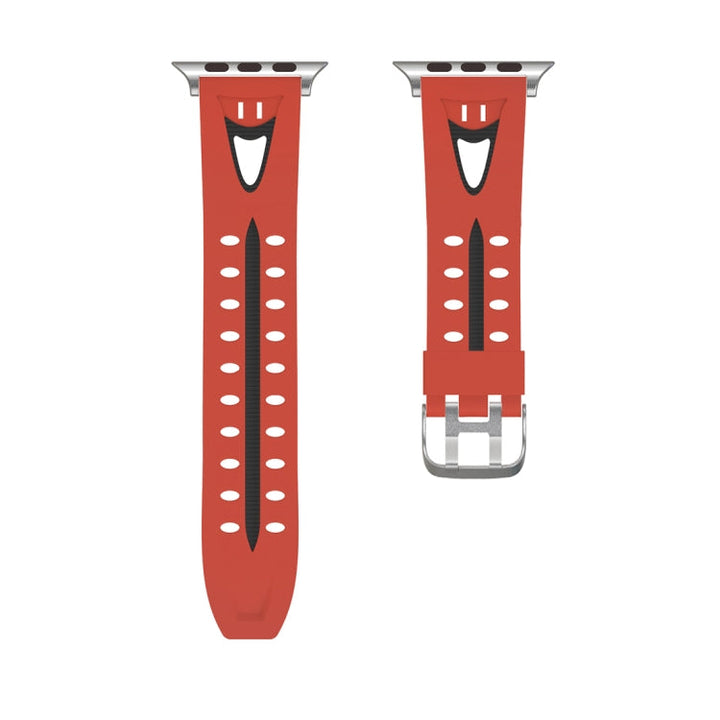 Lisslune | For Apple Watch Series 3 & 2 & 1 42mm Fashion Smiling Face Pattern Silicone Watch Band (Red)