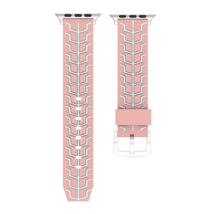 Lisslune | For Apple Watch Series 3 & 2 & 1 42mm Fashion Herringbone Pattern Silicone Band (Pink)