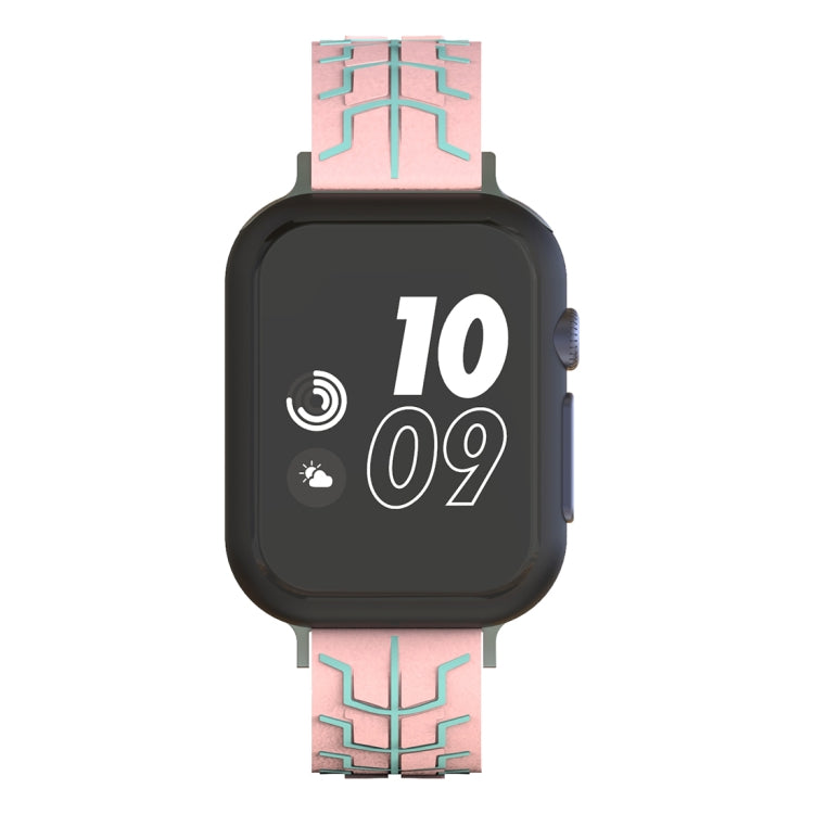Lisslune | For Apple Watch Series 3 & 2 & 1 42mm Fashion Herringbone Pattern Silicone Band (Pink)