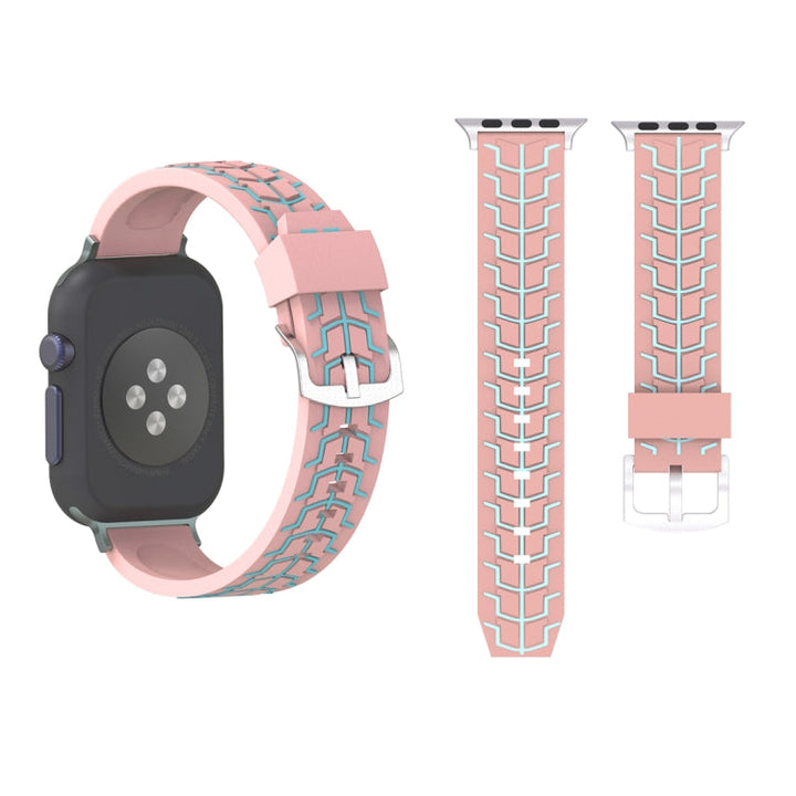 Lisslune | For Apple Watch Series 3 & 2 & 1 42mm Fashion Herringbone Pattern Silicone Band (Pink)