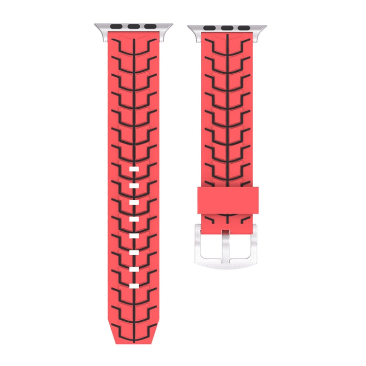Lisslune | For Apple Watch Series 3 & 2 & 1 42mm Fashion Herringbone Pattern Silicone Watch Band (Red)