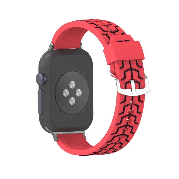 Lisslune | For Apple Watch Series 3 & 2 & 1 42mm Fashion Herringbone Pattern Silicone Watch Band (Red)