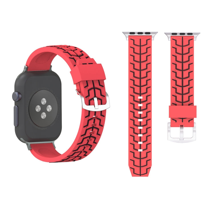 Lisslune | For Apple Watch Series 3 & 2 & 1 42mm Fashion Herringbone Pattern Silicone Watch Band (Red)