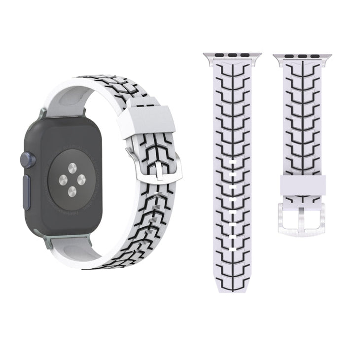 Lisslune | For Apple Watch Series 3 & 2 & 1 42mm Fashion Herringbone Pattern Silicone Watch Band (White)