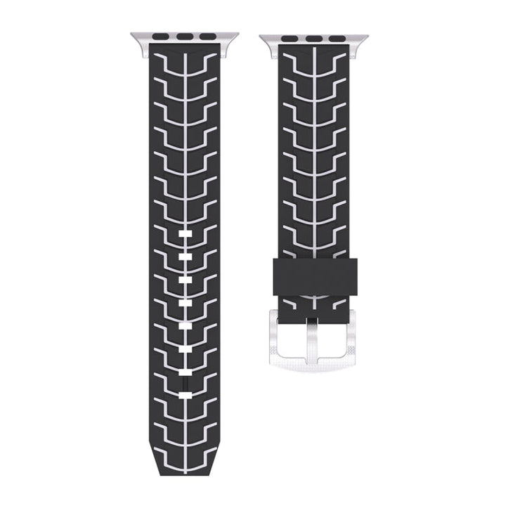 Lisslune | For Apple Watch Series 3 & 2 & 1 42mm Fashion Herringbone Pattern Silicone Watch Band (Black+White)