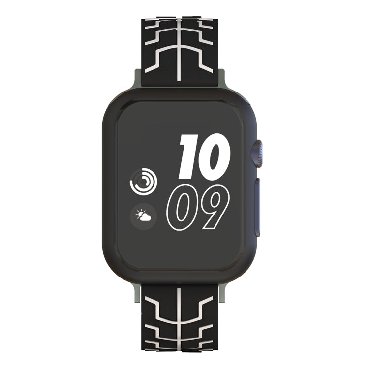 Lisslune | For Apple Watch Series 3 & 2 & 1 42mm Fashion Herringbone Pattern Silicone Watch Band (Black+White)