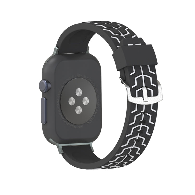 Lisslune | For Apple Watch Series 3 & 2 & 1 42mm Fashion Herringbone Pattern Silicone Watch Band (Black+White)