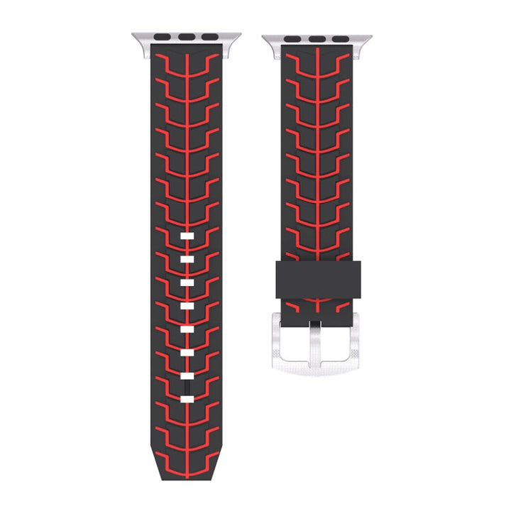 Lisslune | For Apple Watch Series 3 & 2 & 1 42mm Fashion Herringbone Pattern Silicone Watch Band (Black+Red)