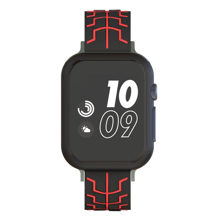 Lisslune | For Apple Watch Series 3 & 2 & 1 42mm Fashion Herringbone Pattern Silicone Watch Band (Black+Red)
