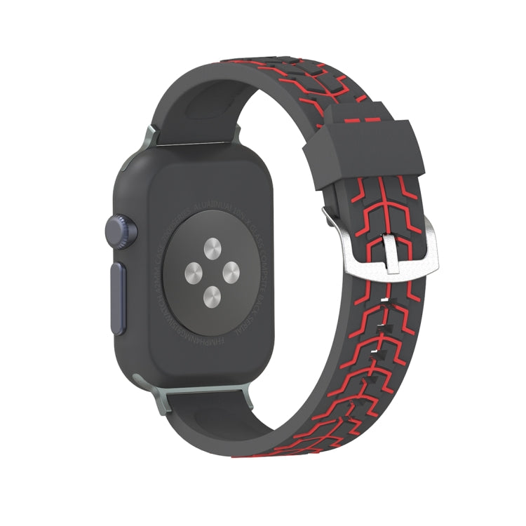 Lisslune | For Apple Watch Series 3 & 2 & 1 42mm Fashion Herringbone Pattern Silicone Watch Band (Black+Red)