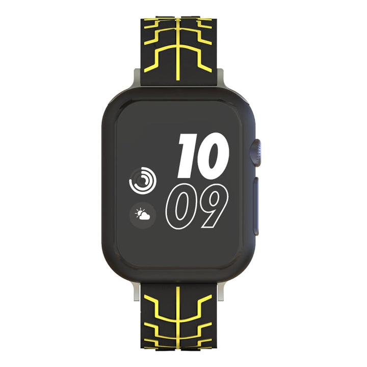 Lisslune | For Apple Watch Series 3 & 2 & 1 42mm Fashion Herringbone Pattern Silicone Watch Band (Black+Yellow)