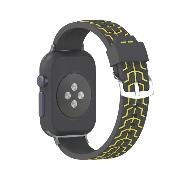 Lisslune | For Apple Watch Series 3 & 2 & 1 42mm Fashion Herringbone Pattern Silicone Watch Band (Black+Yellow)