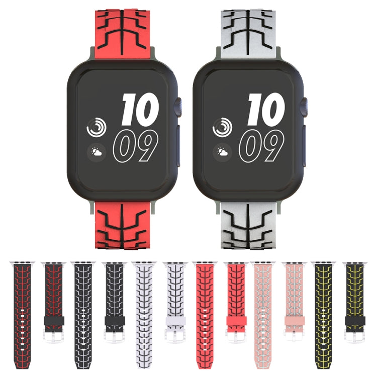 Lisslune | For Apple Watch Series 3 & 2 & 1 42mm Fashion Herringbone Pattern Silicone Watch Band (Black+Red)