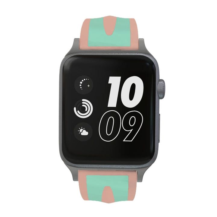 Lisslune | For Apple Watch Series 3 & 2 & 1 42mm Fashion Double Stripe Pattern Silicone Watch Strap (Pink+Green)