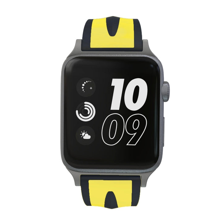 Lisslune | For Apple Watch Series 3 & 2 & 1 42mm Fashion Double Stripe Pattern Silicone Band (Black+Yellow)