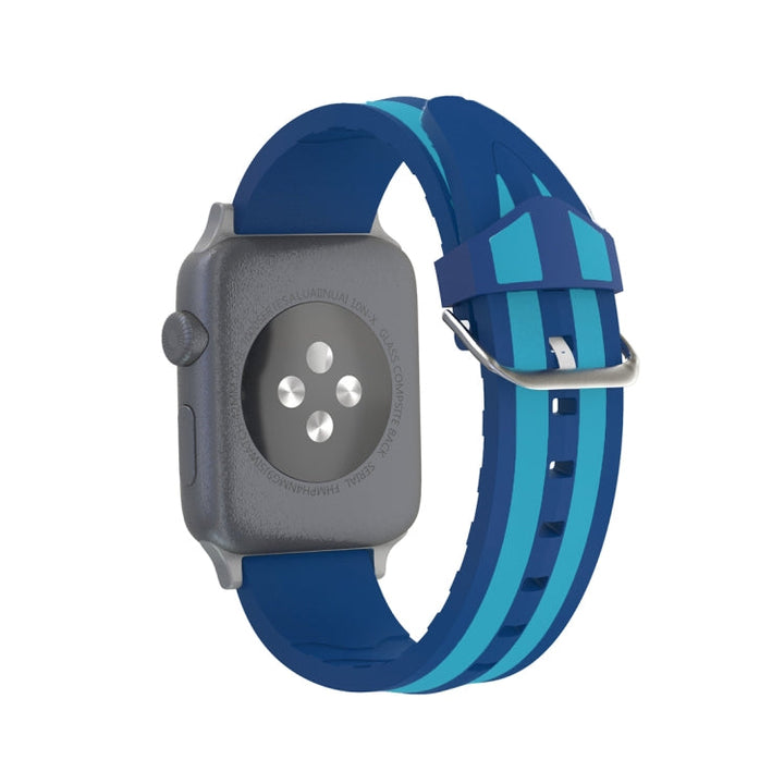 Lisslune | For Apple Watch Series 3 & 2 & 1 42mm Fashion Double Stripe Pattern Silicone Watch Band (Blue)