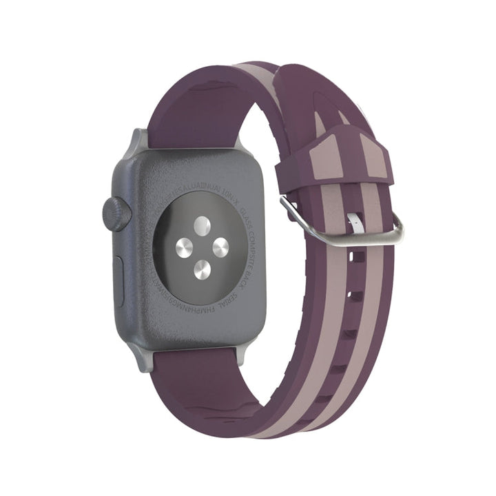 Lisslune | For Apple Watch Series 3 & 2 & 1 42mm Fashion Double Stripe Pattern Silicone Band (Pink)