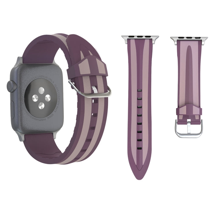 Lisslune | For Apple Watch Series 3 & 2 & 1 42mm Fashion Double Stripe Pattern Silicone Band (Pink)