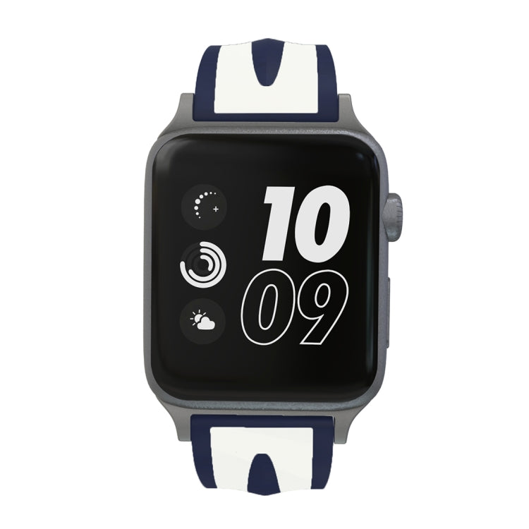 Lisslune | For Apple Watch Series 3 & 2 & 1 42mm Fashion Double Stripe Pattern Silicone Watch Band (Black+White)