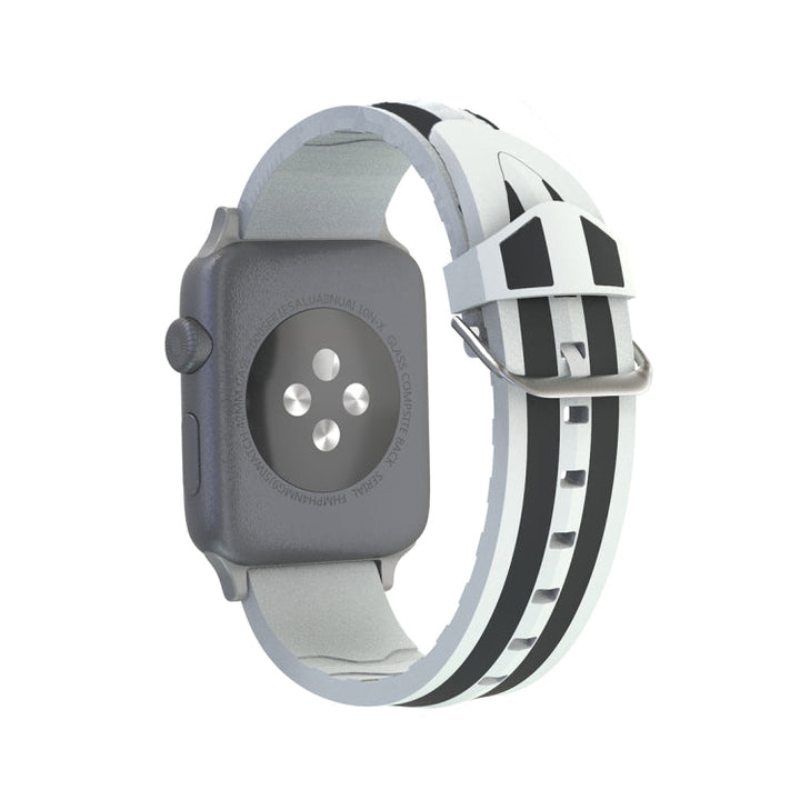 Lisslune | For Apple Watch Series 3 & 2 & 1 42mm Fashion Double Stripe Pattern Silicone Watch Band (Black+White)