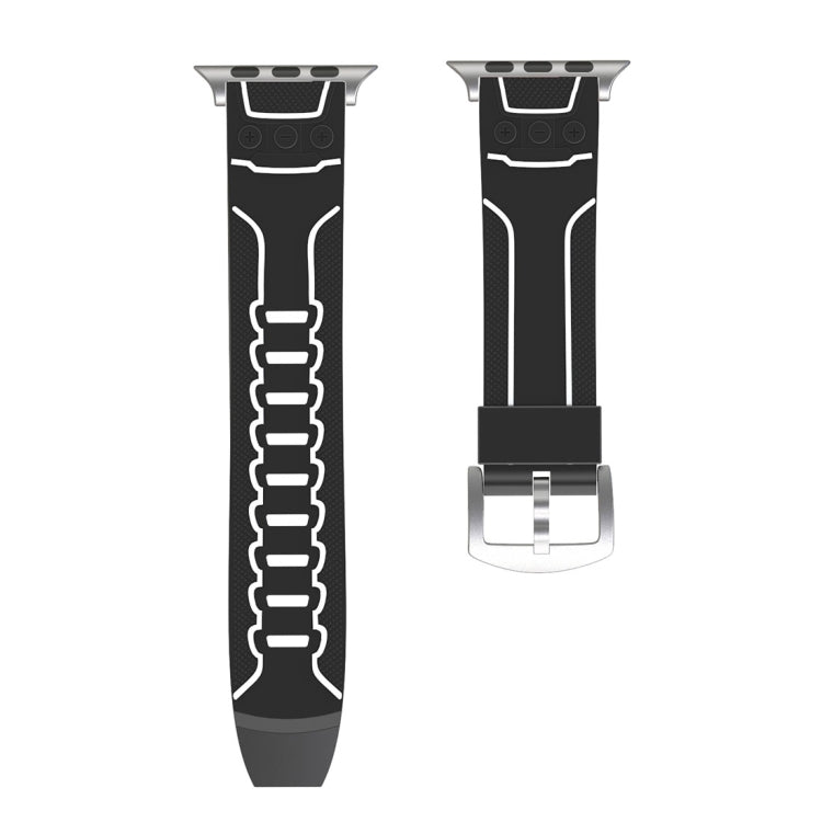 Lisslune | For Apple Watch Series 3 & 2 & 1 42mm Fashion Electrocardiogram Pattern Silicone Watch Strap (Black+White)