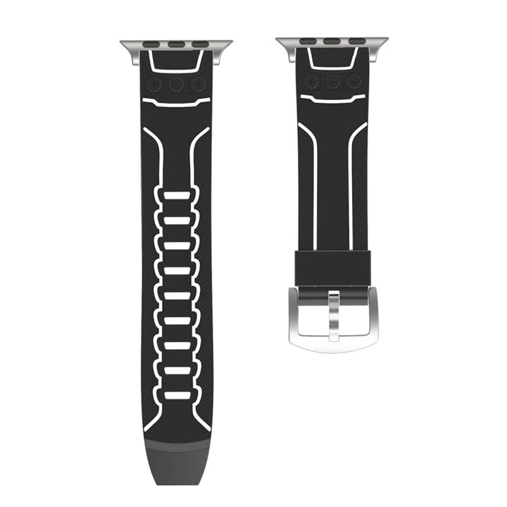 Lisslune | For Apple Watch Series 3 & 2 & 1 42mm Fashion Electrocardiogram Pattern Silicone Watch Strap (Black+White)
