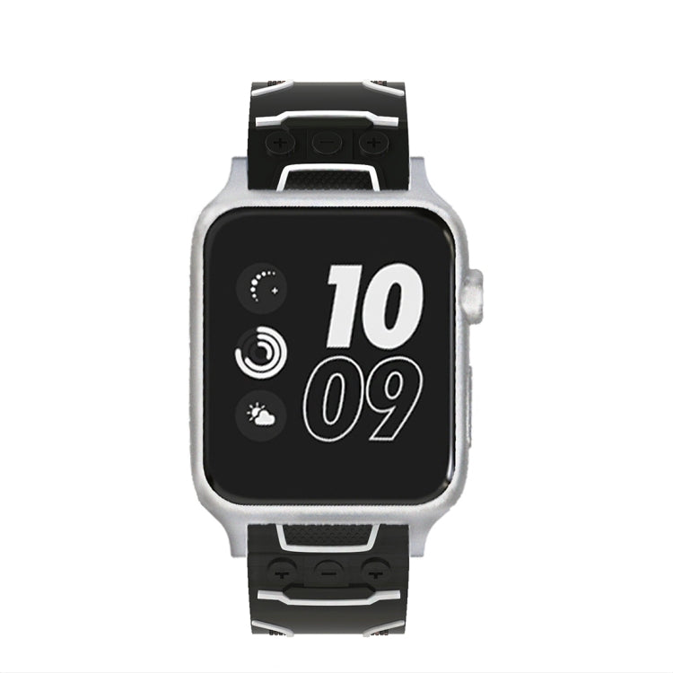 Lisslune | For Apple Watch Series 3 & 2 & 1 42mm Fashion Electrocardiogram Pattern Silicone Watch Strap (Black+White)