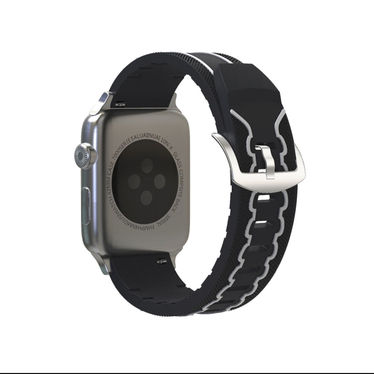 Lisslune | For Apple Watch Series 3 & 2 & 1 42mm Fashion Electrocardiogram Pattern Silicone Watch Strap (Black+White)