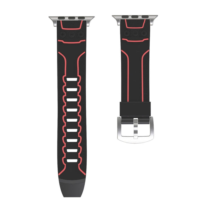 Lisslune | For Apple Watch Series 3 & 2 & 1 42 mm Fashion Electrocardiogram Pattern Silicone Watch Band (Black+Red)