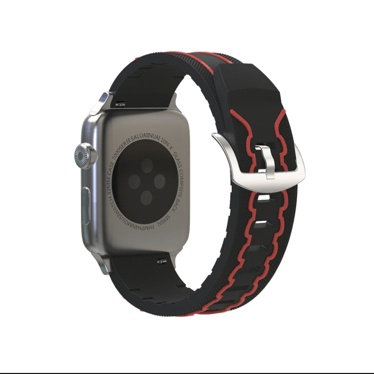 Lisslune | For Apple Watch Series 3 & 2 & 1 42 mm Fashion Electrocardiogram Pattern Silicone Watch Band (Black+Red)