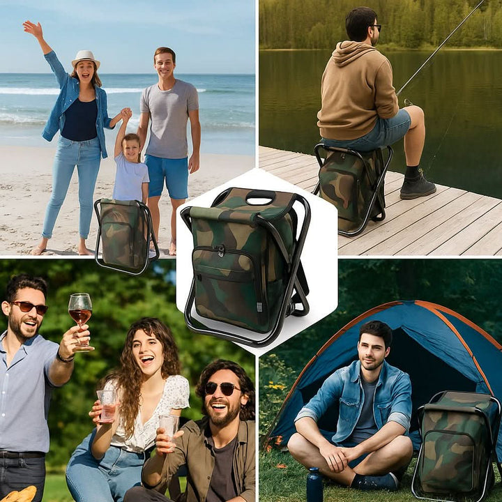 Lisslune | 3-in-1 Backpack with Folding Chair & Cooler Compartment for Outdoor Adventures