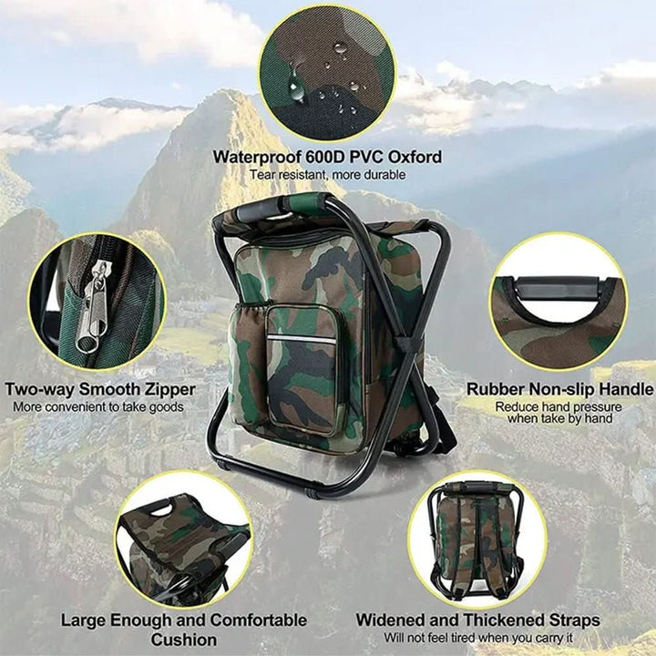 Lisslune | 3-in-1 Backpack with Folding Chair & Cooler Compartment for Outdoor Adventures
