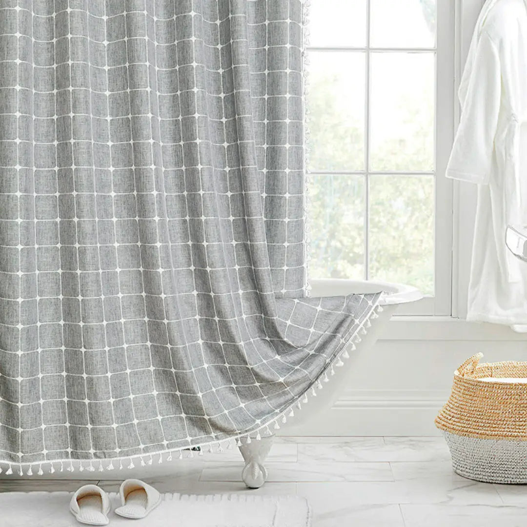 Lisslune | Boho-Linen Shower Curtain with Tassels