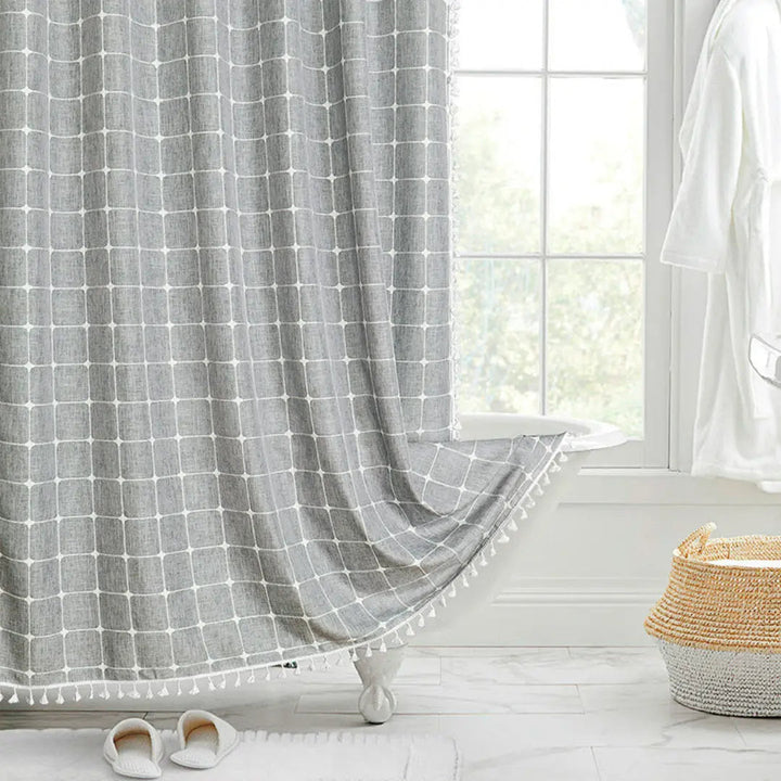 Lisslune | Boho-Linen Shower Curtain with Tassels