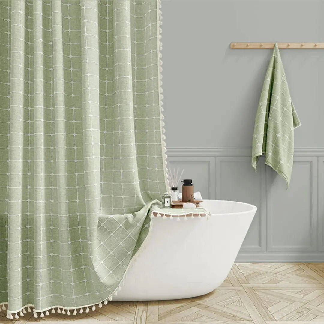 Lisslune | Boho-Linen Shower Curtain with Tassels