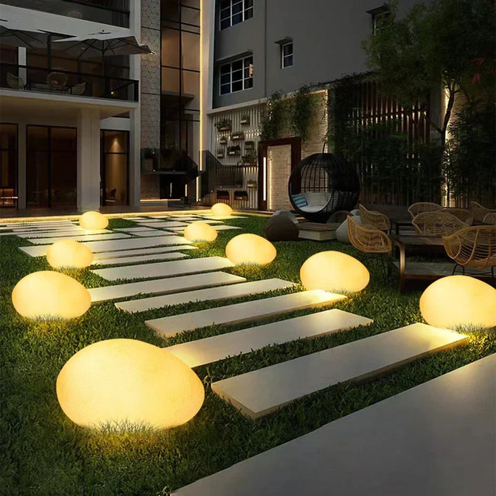 Lisslune | Cobblestone LED Garden Light Fixture - Solar-Powered Outdoor Lighting for Pathways & Landscapes