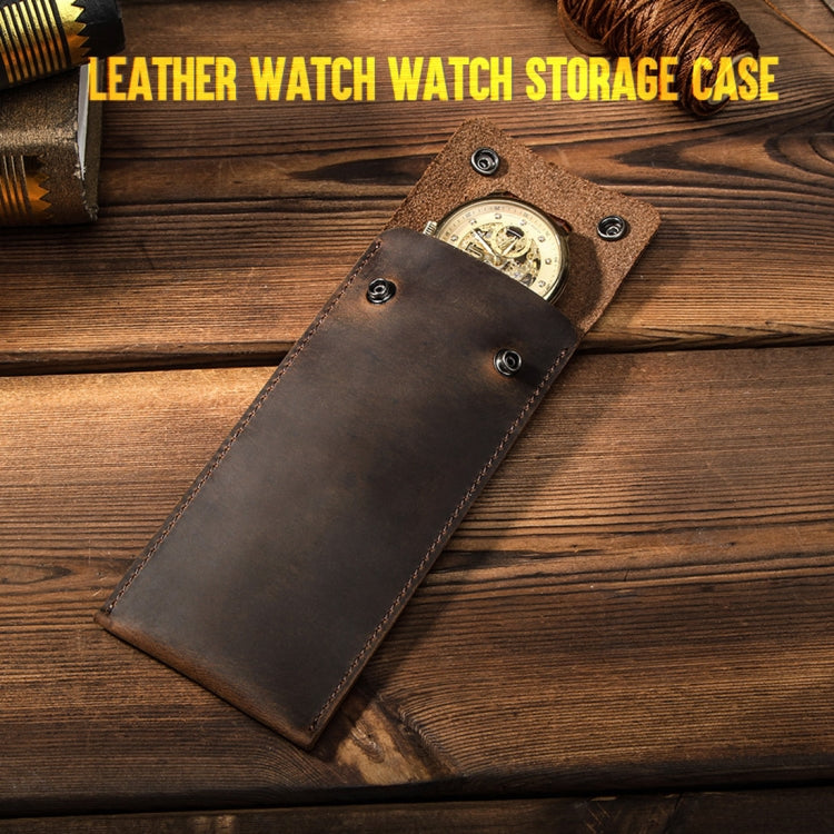 Lisslune | CONTACT FAMILY CF1110 Universal Crazy Horse Leather Watch Protective Case Storage Bag for Apple Watch (Coffee)