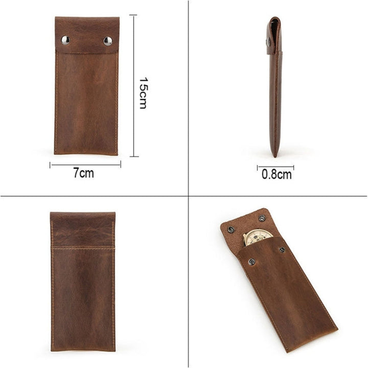 Lisslune | CONTACT FAMILY CF1110 Universal Crazy Horse Leather Watch Protective Case Storage Bag for Apple Watch (Coffee)