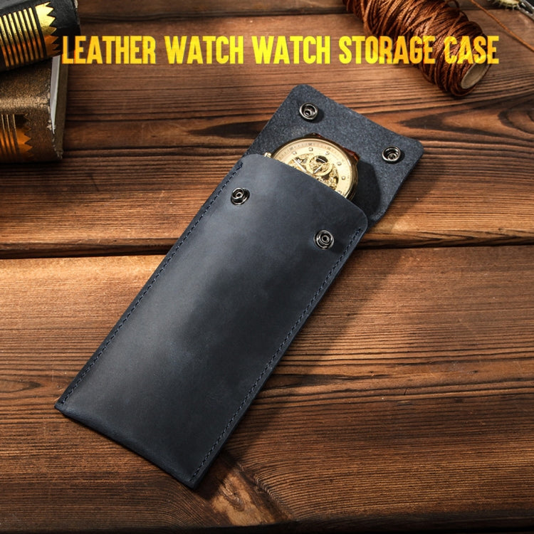 Lisslune | CONTACT FAMILY CF1110 Universal Crazy Horse Leather Watch Protective Case Storage Bag for Apple Watch (Blue)