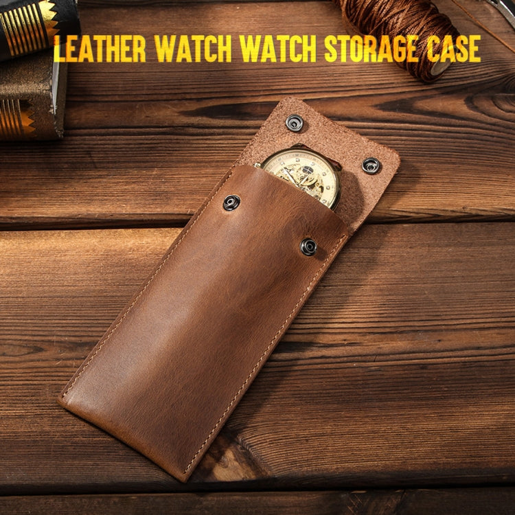 Lisslune | CONTACT FAMILY CF1110 Universal Crazy Horse Leather Watch Protection Case Storage Pouch for Apple Watch (Brown)