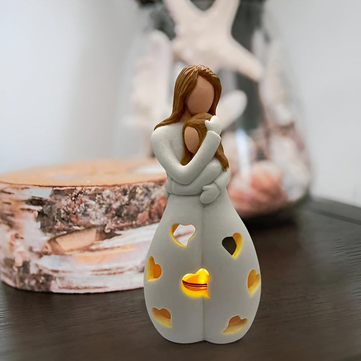 Lisslune | Embracing Mother Daughter Figure Flickering Candle Holder - LoveGlow