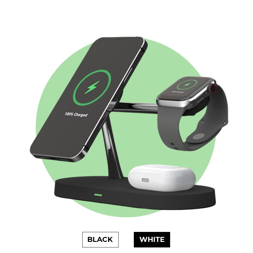 Lisslune | 4-in-1 Wireless Charging Station - Magnetic Qi Charger for Phone, Watch & Earbuds
