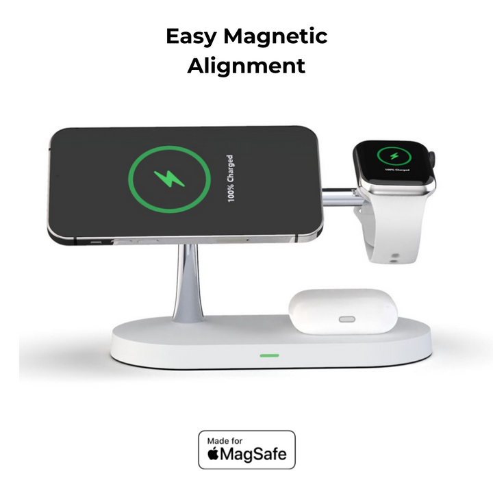 Lisslune | 4-in-1 Wireless Charging Station - Magnetic Qi Charger for Phone, Watch & Earbuds