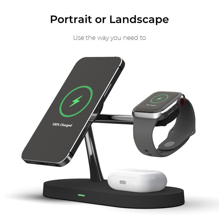 Lisslune | 4-in-1 Wireless Charging Station - Magnetic Qi Charger for Phone, Watch & Earbuds