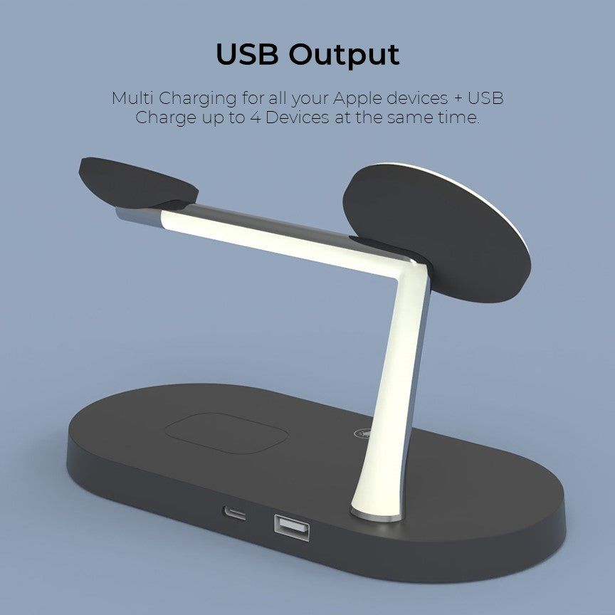 Lisslune | 4-in-1 Wireless Charging Station - Magnetic Qi Charger for Phone, Watch & Earbuds